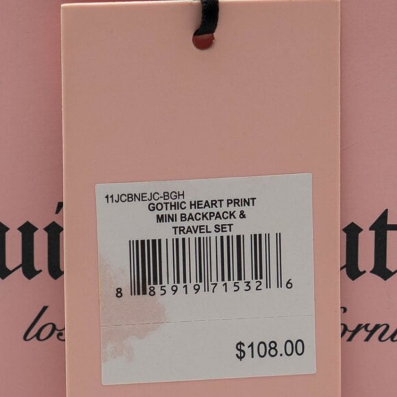NWT Juicy Couture Gothic Heart Print Mini Backpack & Travel Set - Picture 3 of 4